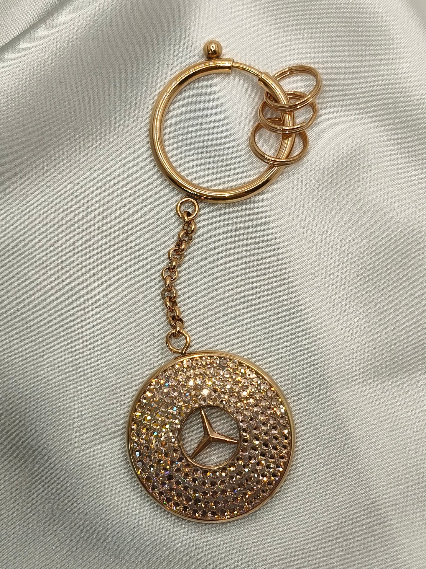 Original OEM | Mercedes-Benz Schlüsselanhänger Roségold | mit original Preciosa® Kristallen - Black Saphir Crystals