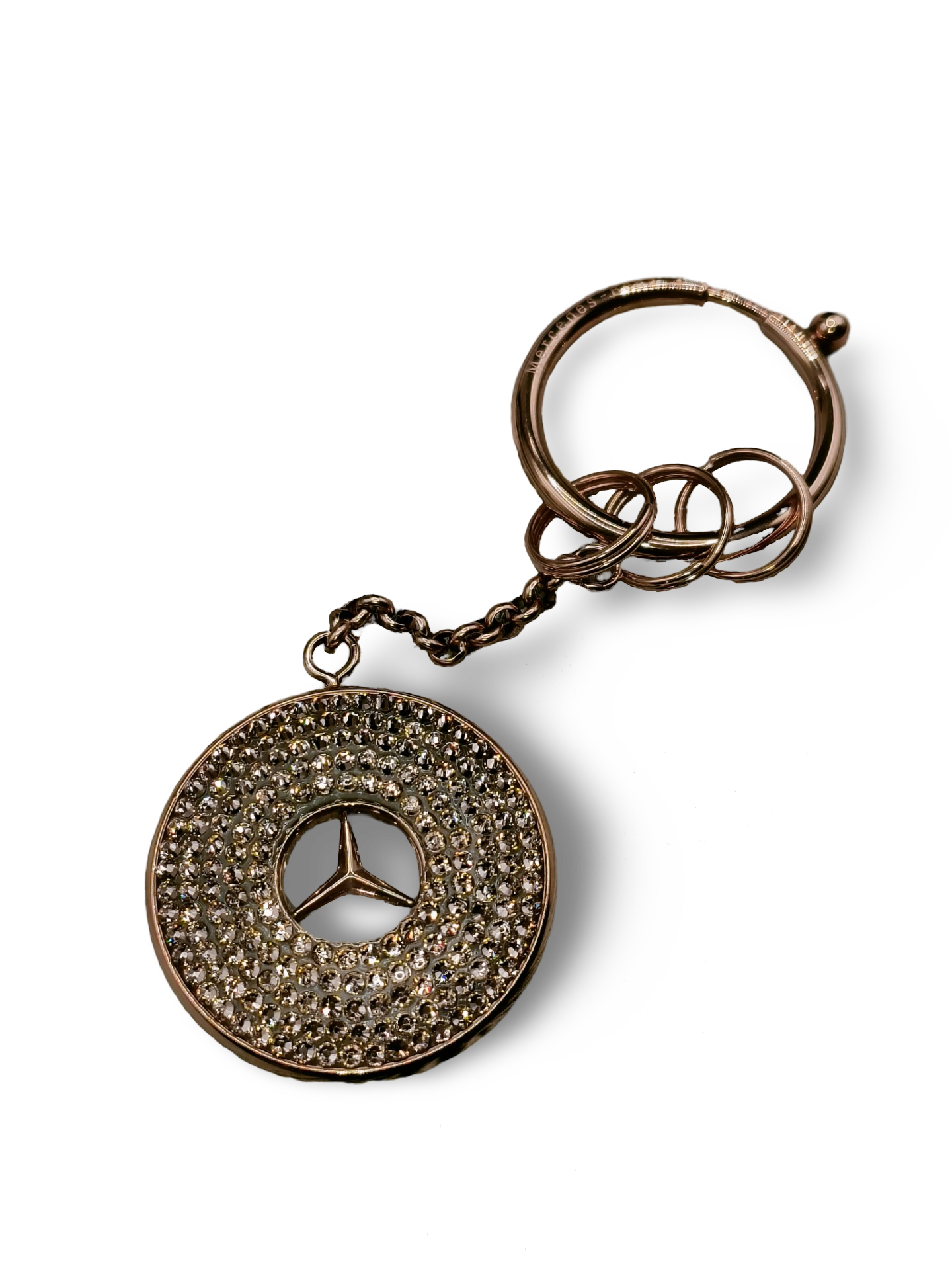 Original OEM | Mercedes-Benz Schlüsselanhänger Roségold | mit original Preciosa® Kristallen - Black Saphir Crystals