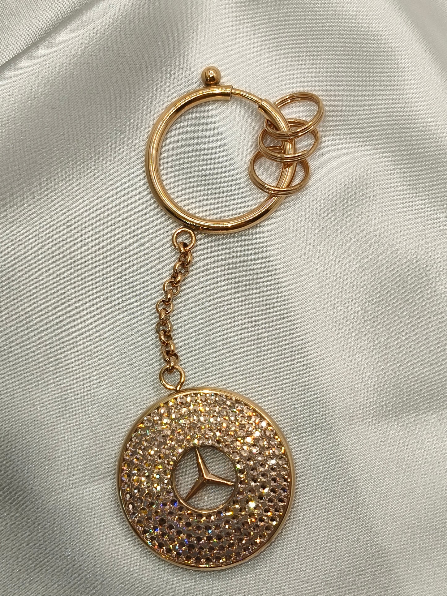 Original OEM | Mercedes-Benz Schlüsselanhänger Roségold | mit original Preciosa® Kristallen - Black Saphir Crystals