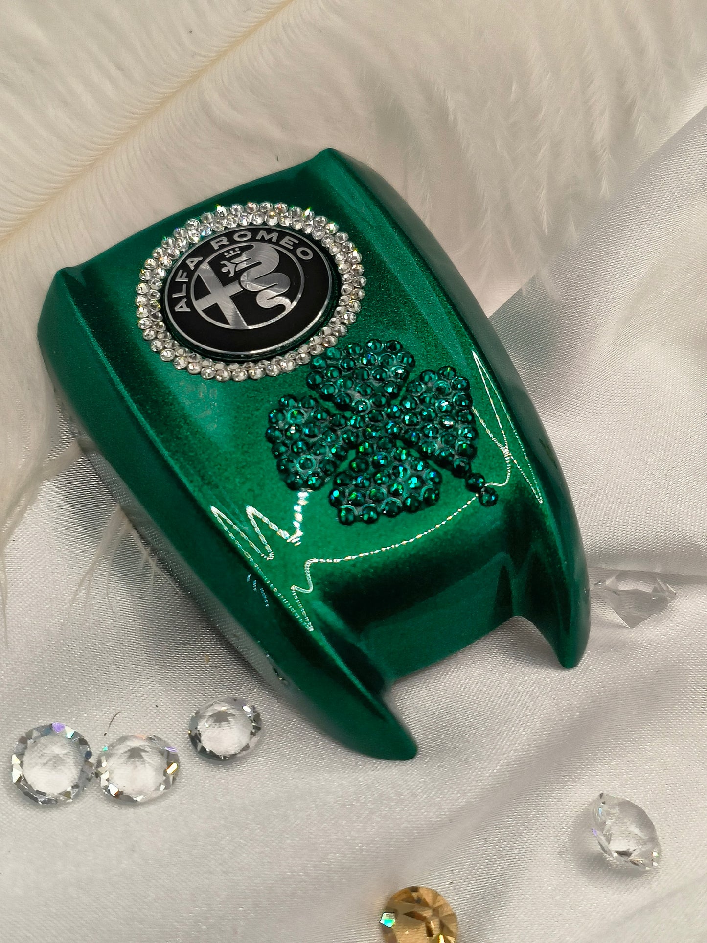 Original OEM Alfa Romeo | Schlüsselcover/ Abdeckung/ Hülle | mit original Preciosa® Kristallen - Black Saphir Crystals