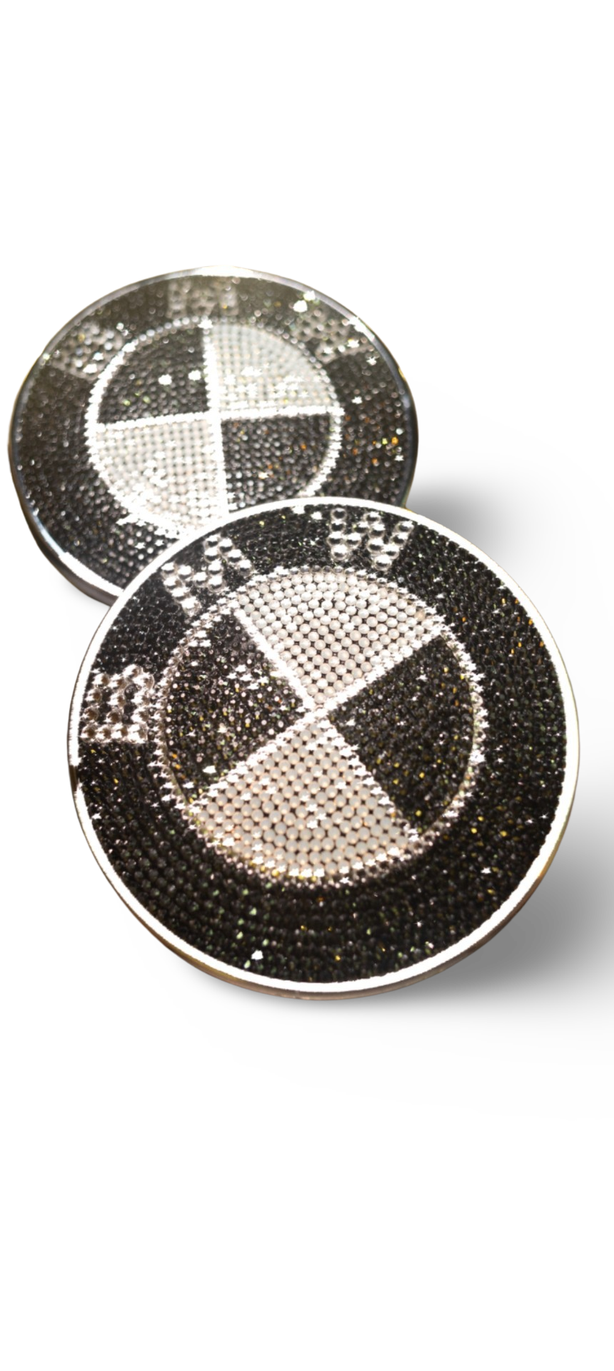 Original OEM BMW | Logo Emblem Batch |Set vorn+hinten |original Swarovski®/Preciosa® - Black Saphir Crystals