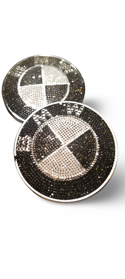 Original OEM BMW | Logo Emblem Batch |Set vorn+hinten |original Swarovski®/Preciosa® - Black Saphir Crystals