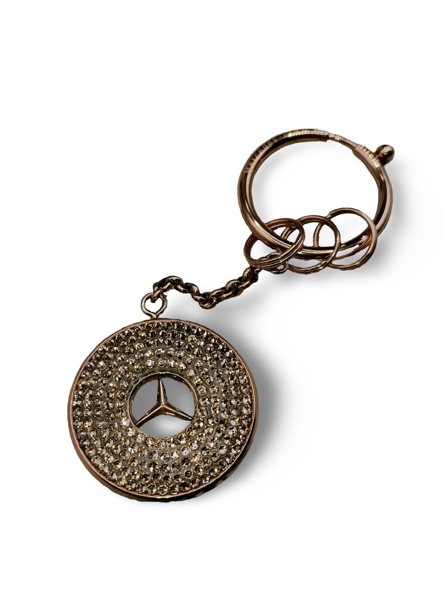 Original OEM | Mercedes Logo Schlüsselanhänger rosegold |original Swarovski®/Preciosa® - Black Saphir Crystals