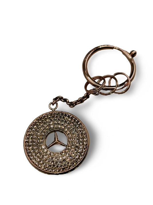 Original OEM | Mercedes Logo Schlüsselanhänger rosegold |original Swarovski®/Preciosa® - Black Saphir Crystals