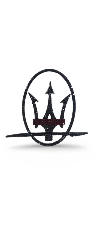 Original OEM | Maserati Logo Emblem Set li+re |original Swarovski®/Preciosa® - Black Saphir Crystals