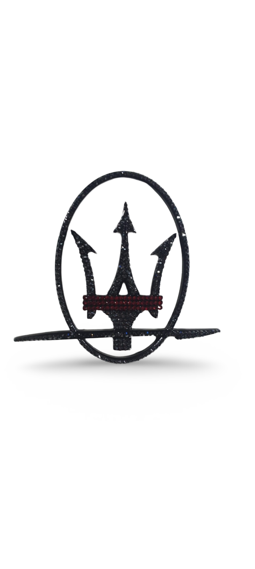 Original OEM | Maserati Logo Emblem Set li+re |original Swarovski®/Preciosa® - Black Saphir Crystals