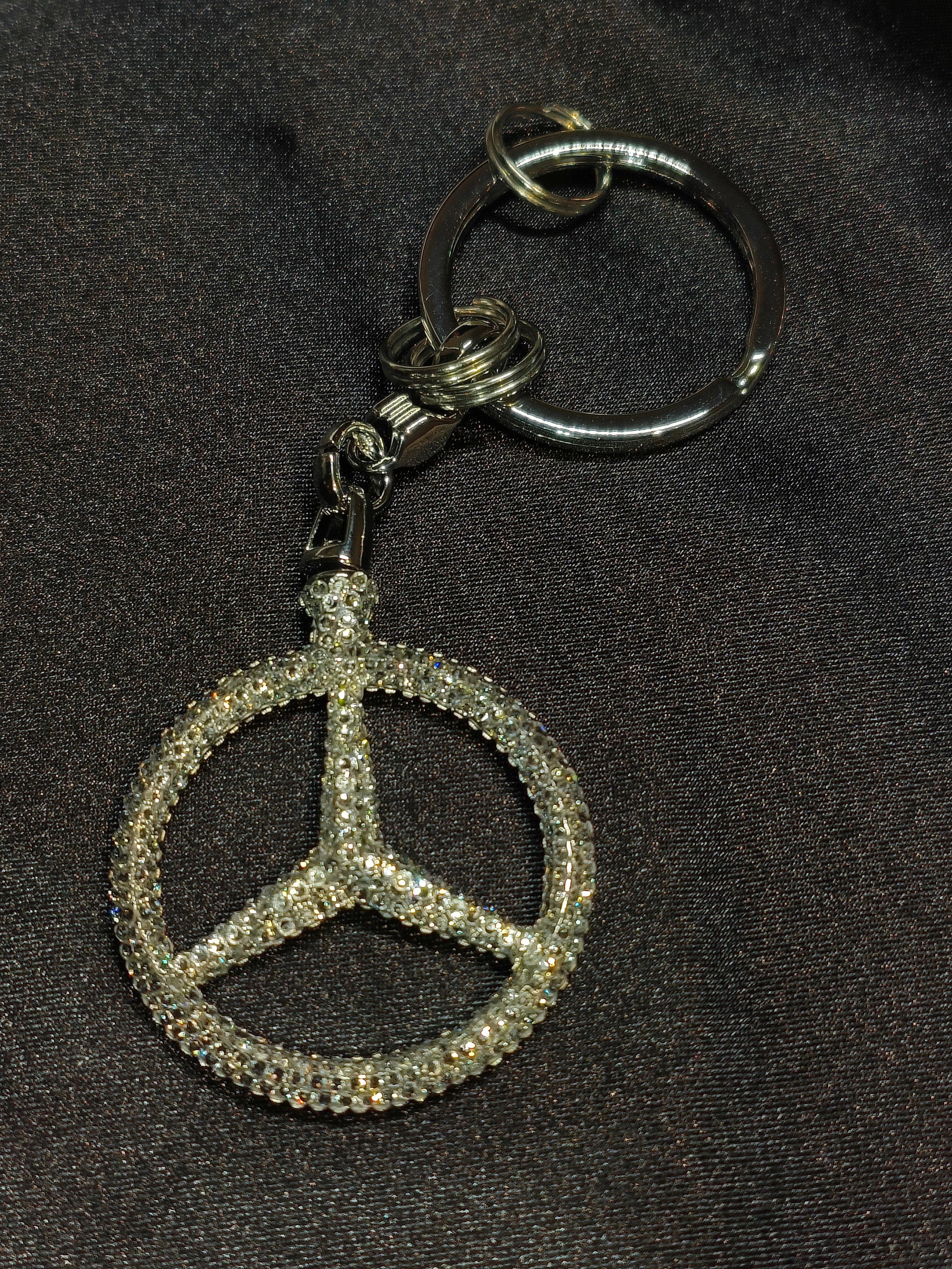 Original OEM | Mercedes-Benz Schlüsselanhänger silber | mit original Swarovski®/Preciosa® - Black Saphir Crystals