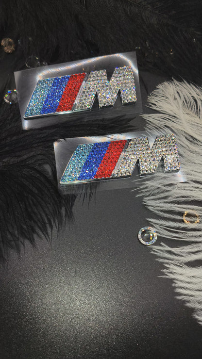 Original OEM BMW M Line | Logo emblem set side fender | with original Preciosa® crystals