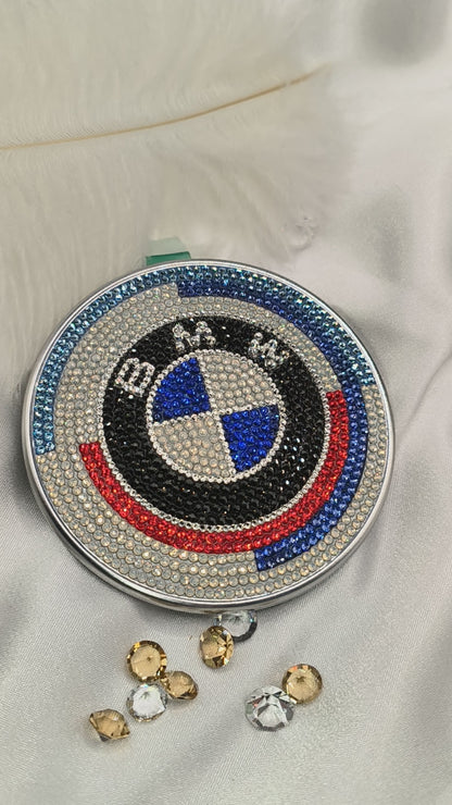 Original OEM | BMW logo emblem 50 years anniversary edition | Set front+rear fully equipped | with original Preciosa® crystals