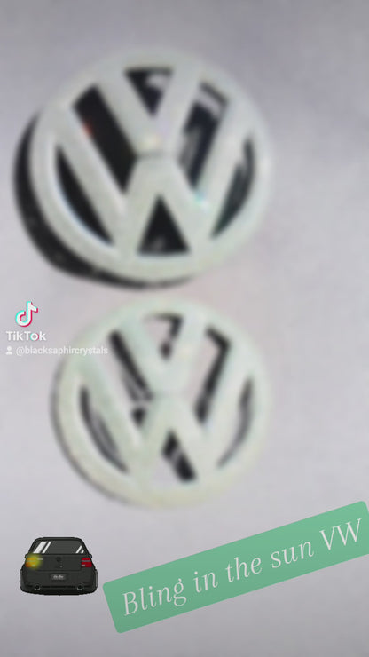 Original OEM | VW Volkswagen Logo Emblem komplett Set vorn+hinten 3mm | mit original Preciosa® Kristallen