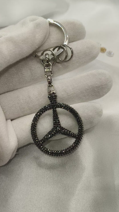 Original OEM | Mercedes-Benz Schlüsselanhänger schwarz | mit original Preciosa® Kristallen