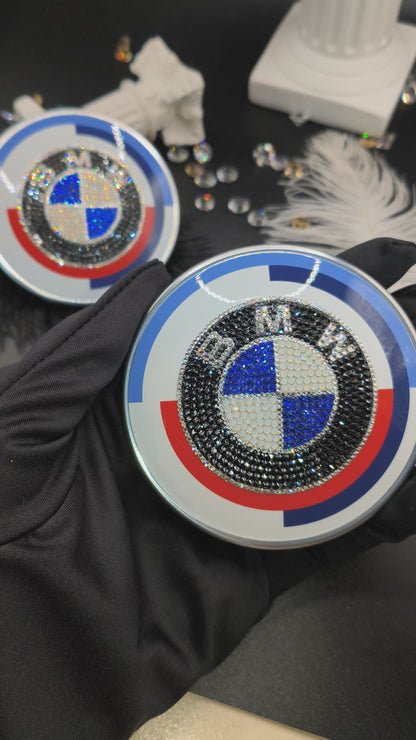 Original OEM | BMW logo emblem 50 years anniversary edition set front+rear partially equipped | with original Preciosa® crystals