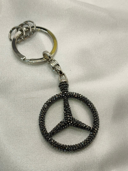 Original OEM | Mercedes-Benz Schlüsselanhänger schwarz | mit original Preciosa® Kristallen - Black Saphir Crystals