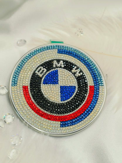 Original OEM | BMW Logo Emblem 50 years anniversary edition | Set vorn+hinten komplett bestückt |  mit original Preciosa® Kristallen - Black Saphir Crystals