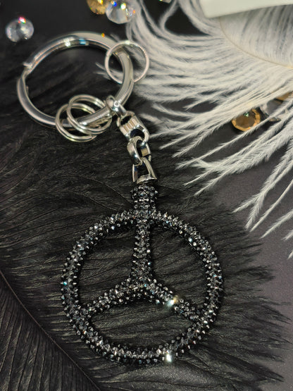 Original OEM | Mercedes Logo Schlüsselanhänger schwarz |original Swarovski®/Preciosa® - Black Saphir Crystals