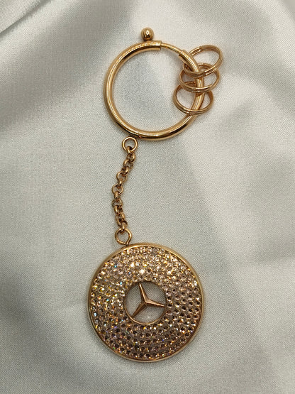 Original OEM | Mercedes-Benz Schlüsselanhänger Roségold | mit original Preciosa® Kristallen - Black Saphir Crystals