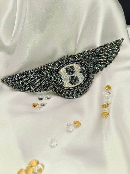 Original OEM Bentley | Logo Emblem Vorn oder Hinten | mit original Swarovski®/Preciosa® Kristallen - Black Saphir Crystals
