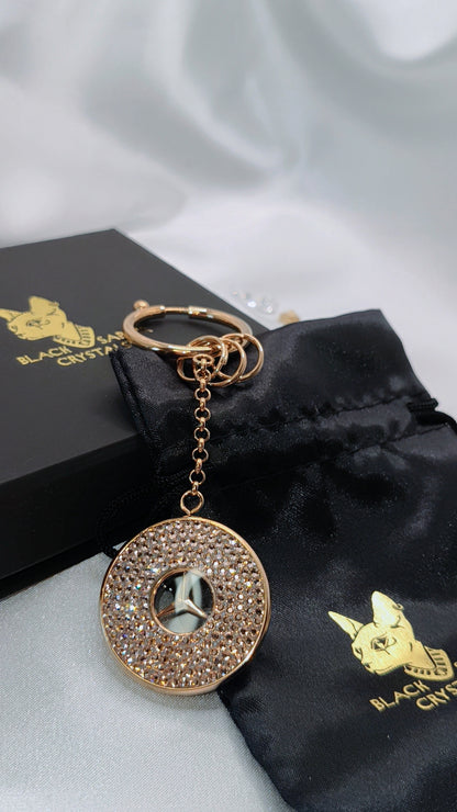 Original OEM | Mercedes-Benz Schlüsselanhänger Roségold | mit original Preciosa® Kristallen - Black Saphir Crystals