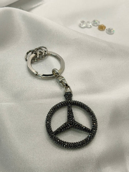 Original OEM | Mercedes-Benz Schlüsselanhänger schwarz | mit original Preciosa® Kristallen - Black Saphir Crystals