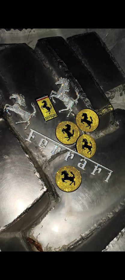 Original OEM Ferrari | Logo emblem set front+rear | with original Preciosa® crystals