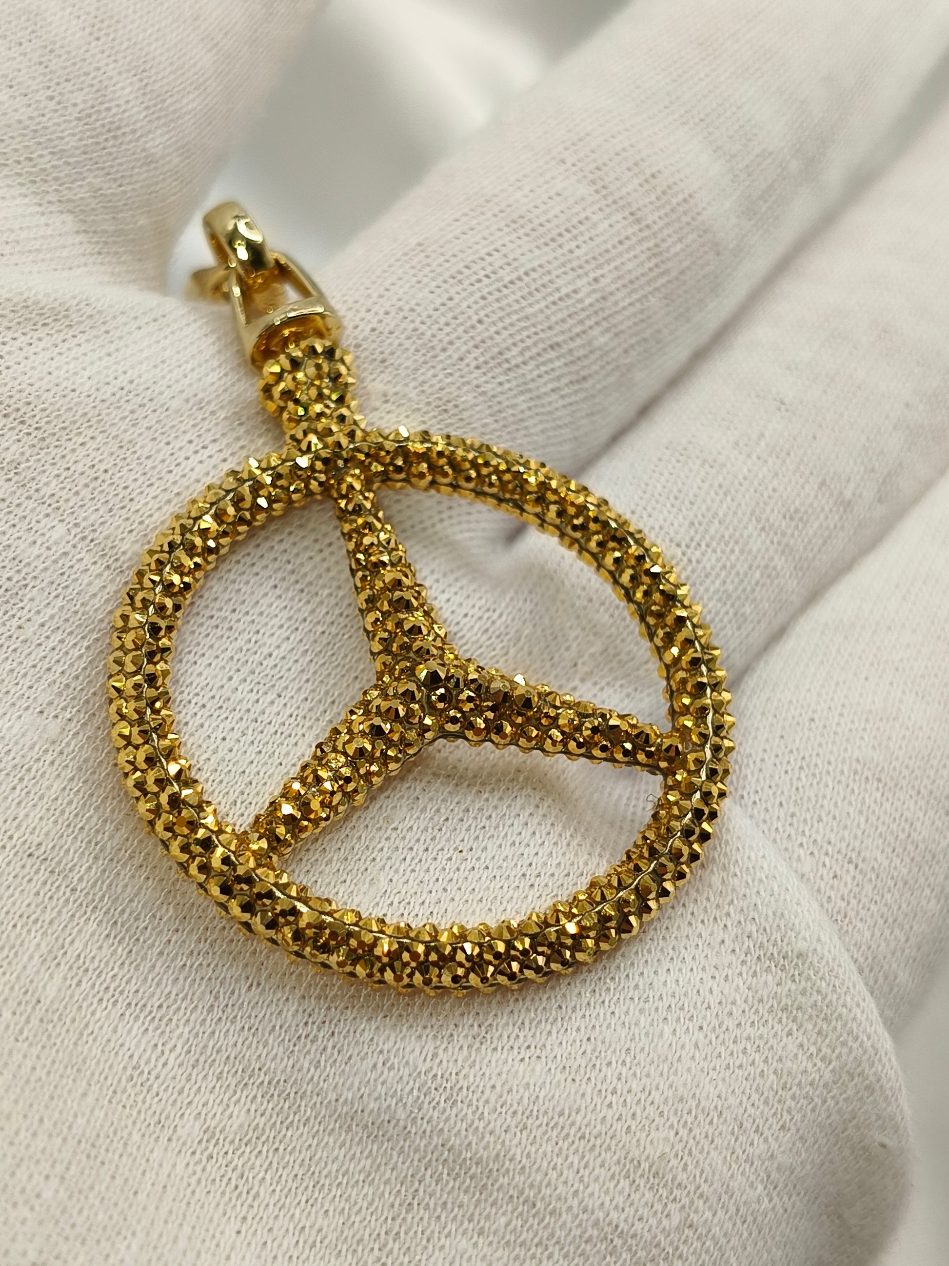 Original OEM | Mercedes-Benz Schlüsselanhänger Gold | mit original Preciosa® Kristallen - Black Saphir Crystals