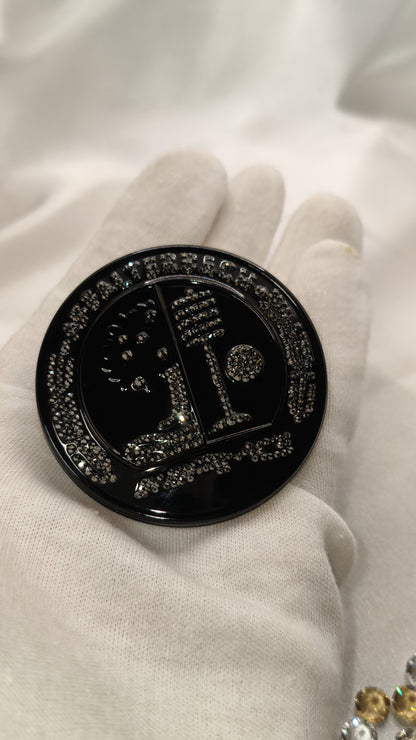 Original OEM | Mercedes-Benz AMG Affalterbach Logo Motorhaube | mit original Preciosa® Kristallen - Black Saphir Crystals