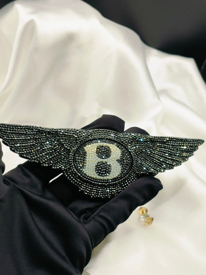 Original OEM Bentley | Logo Emblem Vorn oder Hinten | mit original Swarovski®/Preciosa® Kristallen - Black Saphir Crystals