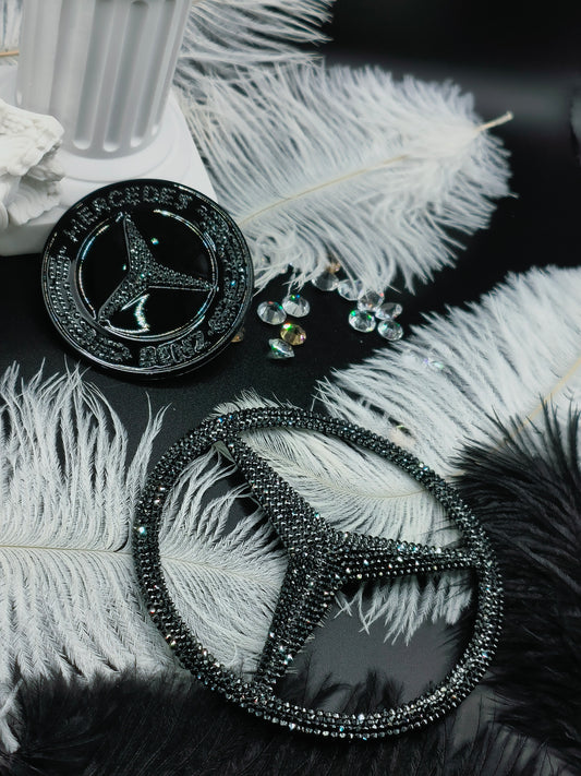 Original OEM | Mercedes Benz Logo Emblem Batch hinten |original Swarovski®/Preciosa® - Black Saphir Crystals
