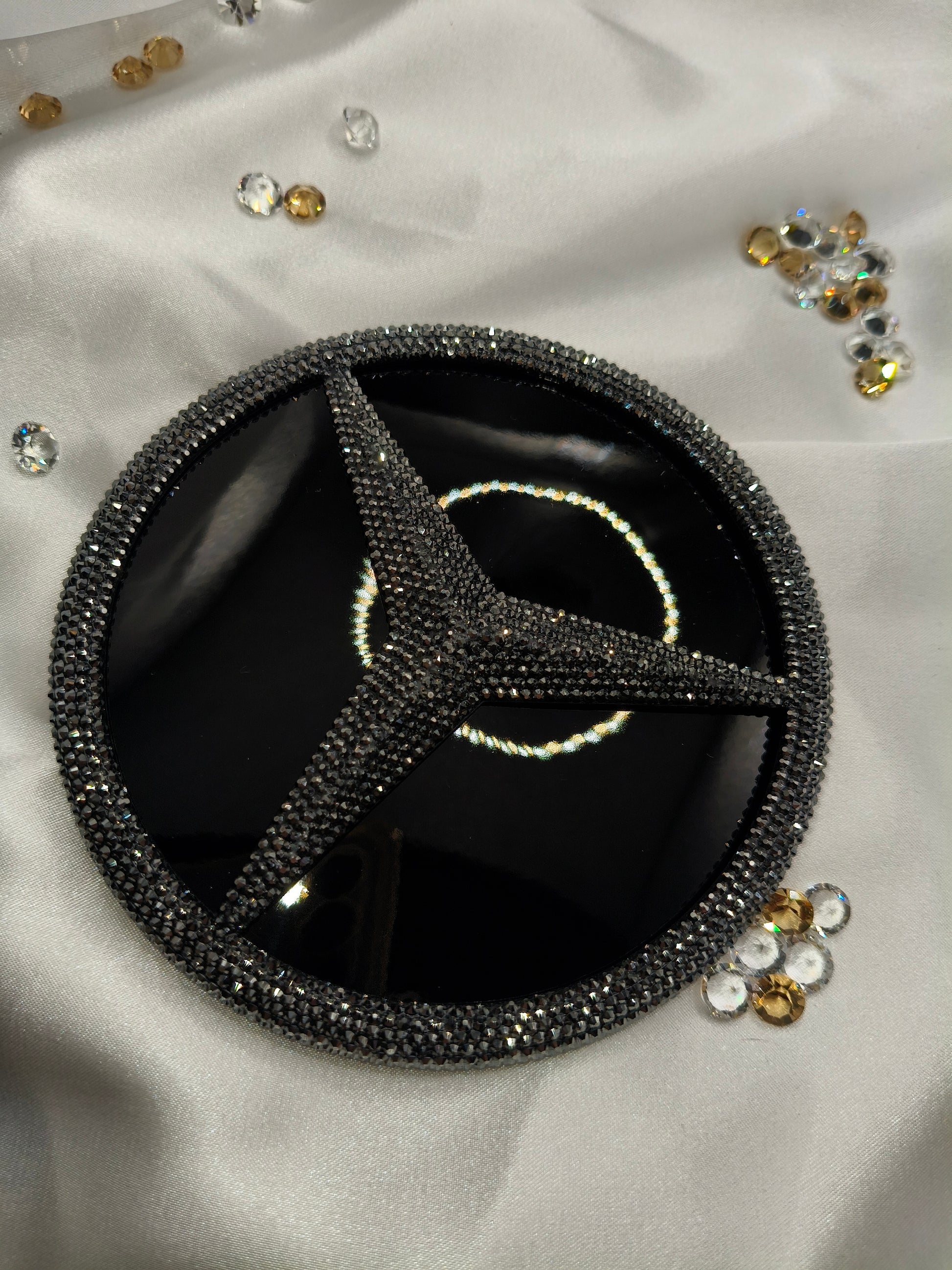 Original OEM | Mercedes Benz Stern Logo hinten für GLE | mit original Preciosa® Kristallen - Black Saphir Crystals