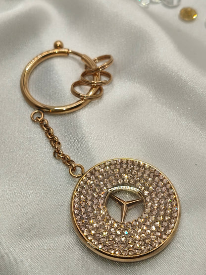 Original OEM | Mercedes-Benz Schlüsselanhänger Roségold | mit original Preciosa® Kristallen - Black Saphir Crystals