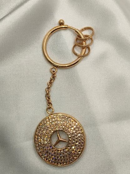 Original OEM | Mercedes-Benz Schlüsselanhänger Roségold | mit original Preciosa® Kristallen - Black Saphir Crystals