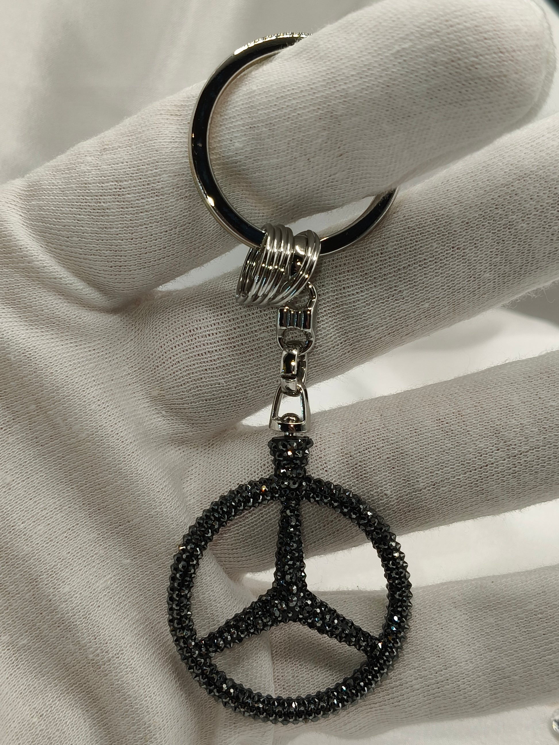 Original OEM | Mercedes-Benz Schlüsselanhänger schwarz | mit original Preciosa® Kristallen - Black Saphir Crystals