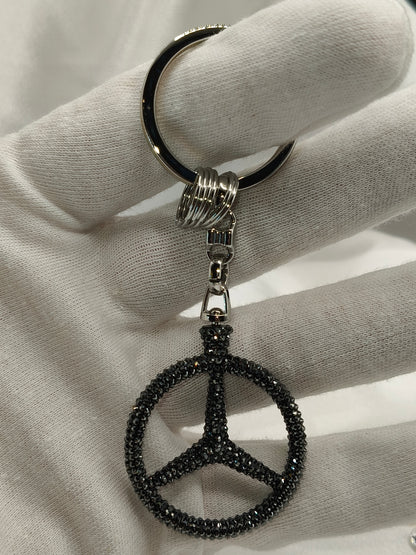 Original OEM | Mercedes-Benz Schlüsselanhänger schwarz | mit original Preciosa® Kristallen - Black Saphir Crystals
