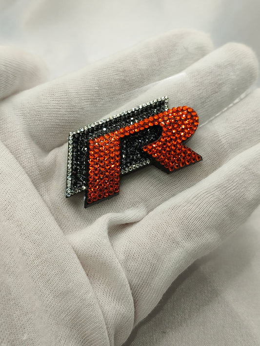 Original OEM Volkswagen | R Logo Emblem Badge mit original Preciosa® Kristallen | VW Accessoires | VW Tuning | - Black Saphir Crystals