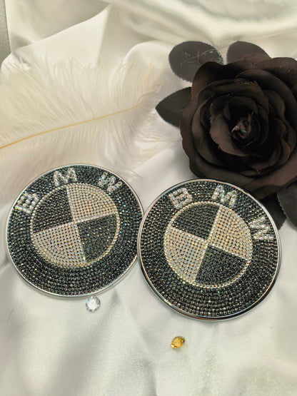 Original OEM BMW | Logo Emblem Set vorn+hinten komplett bestückt | mit original Preciosa® Kristallen - Black Saphir Crystals