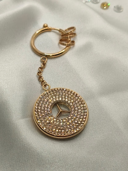 Original OEM | Mercedes-Benz Schlüsselanhänger Roségold | mit original Preciosa® Kristallen - Black Saphir Crystals
