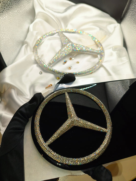 Original OEM | Mercedes Benz Stern Logo hinten für G Klasse | mit original Preciosa® Kristallen - Black Saphir Crystals