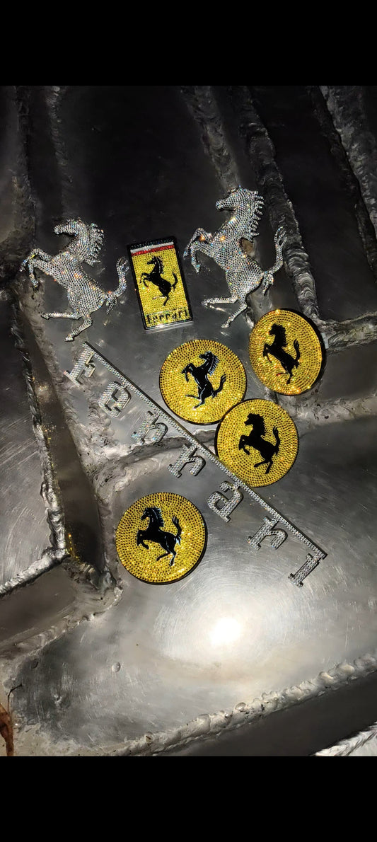Original OEM Ferrari | Logo emblem set front+rear | with original Preciosa® crystals