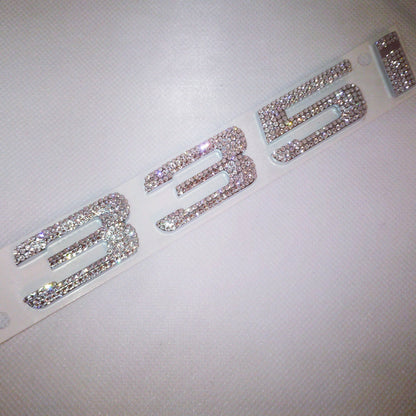 Original BMW Logo Emblen Schriftzug 335i mit original Swarovski® oder Preciosa® Veredelt - Black Saphir Crystals