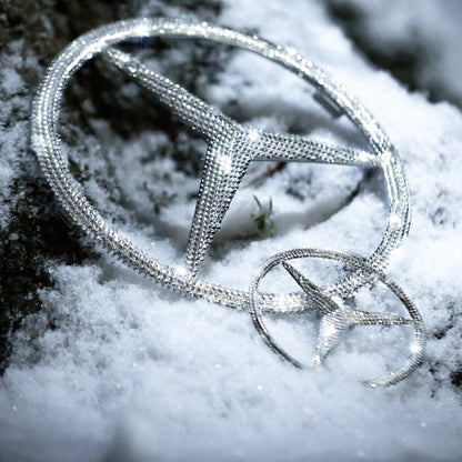 Original Mercedes Logo Emblem vorn Grill mit original Swarovski® oder Preciosa® Veredelt 3mm - Black Saphir Crystals