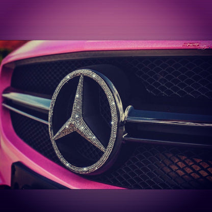 Original Mercedes Logo Emblem vorn Grill mit original Swarovski® oder Preciosa® Veredelt 3mm - Black Saphir Crystals